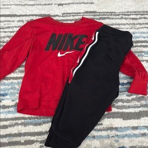 Nike Red and Black Sweatpants for Active Comfort